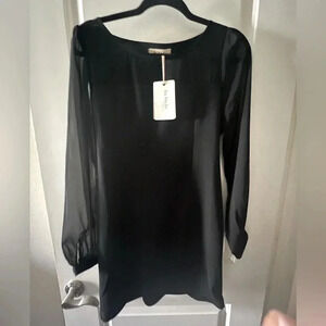 NWT- Little Black Dress with Sheer Sleeves… Size Large